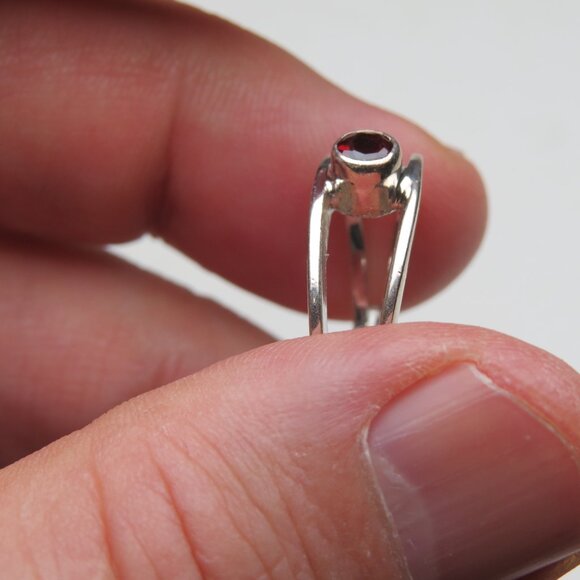 *925 Sterling Silver Genuine Garnet Toe Ring & Finger Ring - Picture 5 of 5